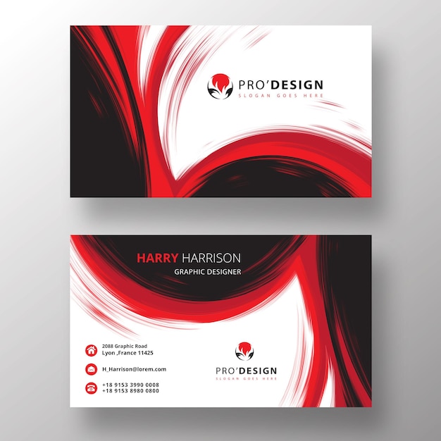 Free PSD red psd hand sketch business card template