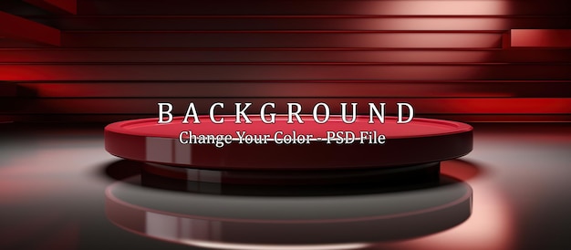 Free PSD red round podium on red background