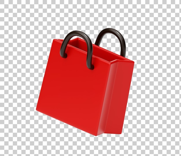 Free PSD red shopping bag shopping online concept 3d