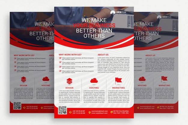 Free PSD red and white business brochure