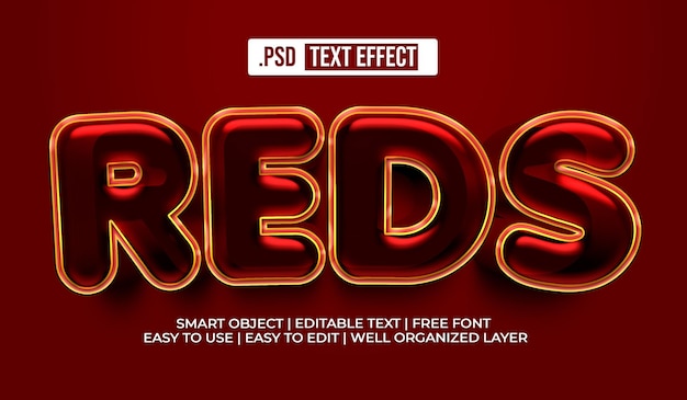 Free PSD reds text style effect