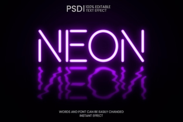 Free PSD reflected neon text effect