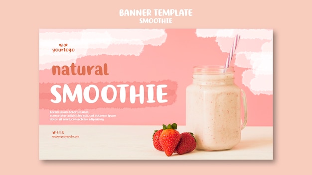 Refreshing smoothie horizontal banner template