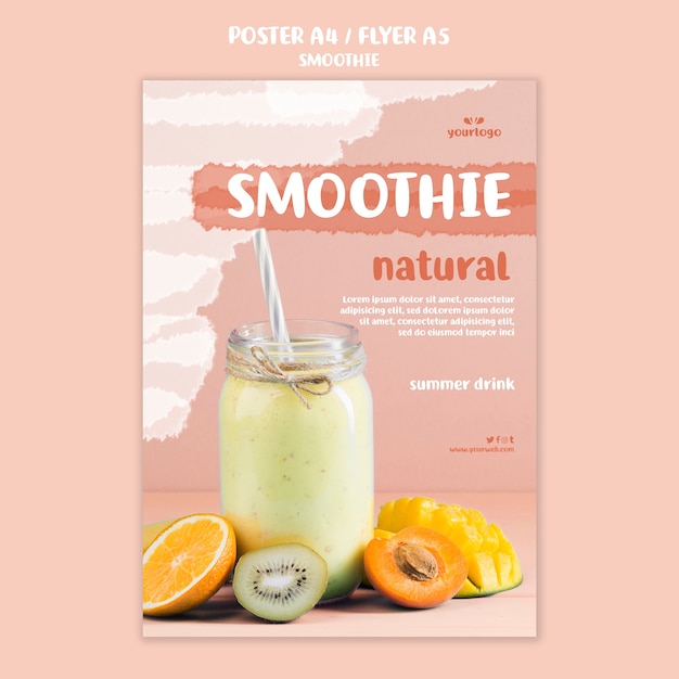 Free PSD refreshing smoothie poster template