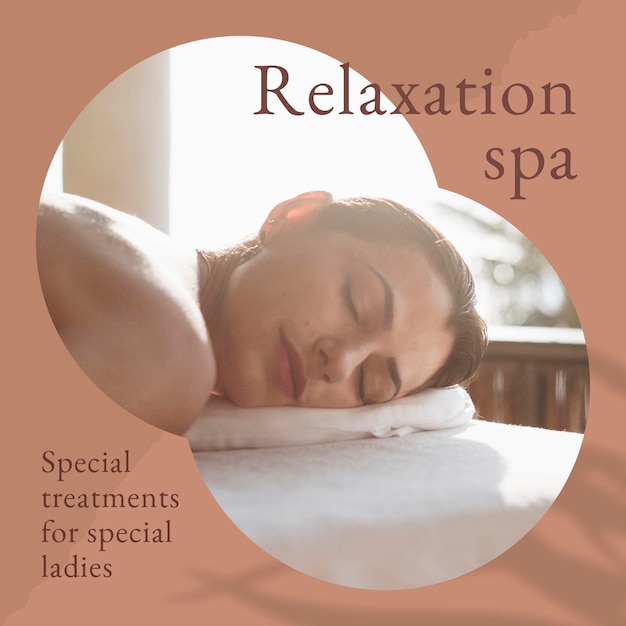 Free PSD relaxation spa wellness template psd with woman background