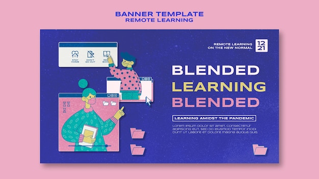 Free PSD remote learning banner template