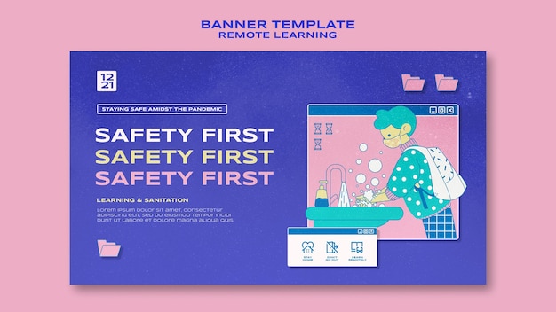 Free PSD remote learning horizontal banner template