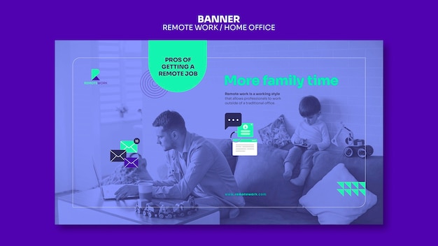 Free PSD remote working banner template