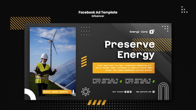 Renewable and clean energy social media promo template