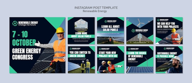 Free PSD renewable energy  instagram posts template