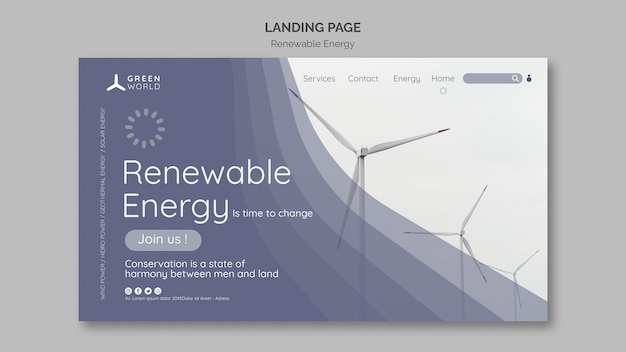 Renewable energy landing page design template