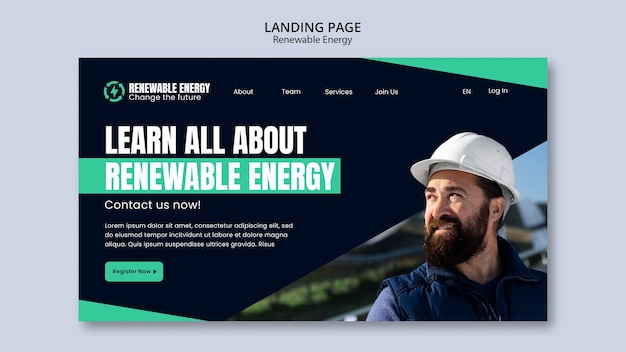 Free PSD renewable energy  landing page template