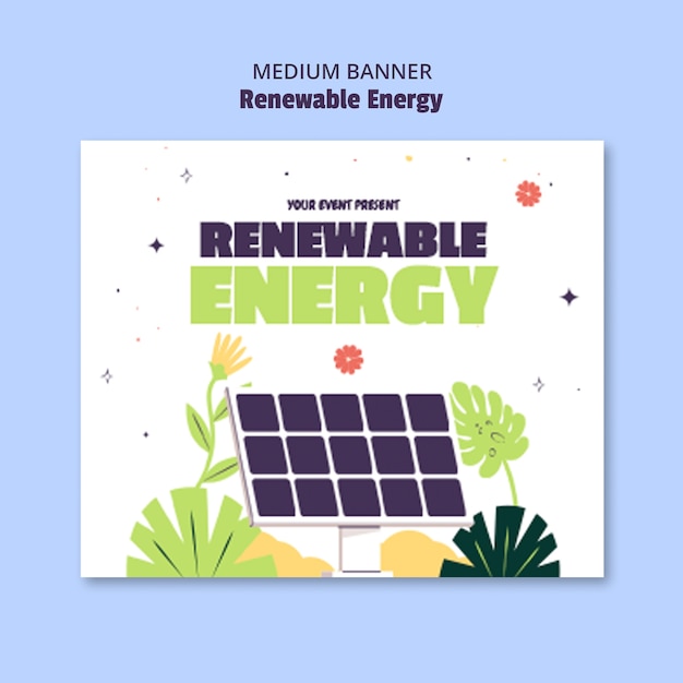 Renewable energy medium banner template design