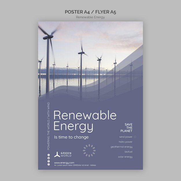 Renewable energy poster design template