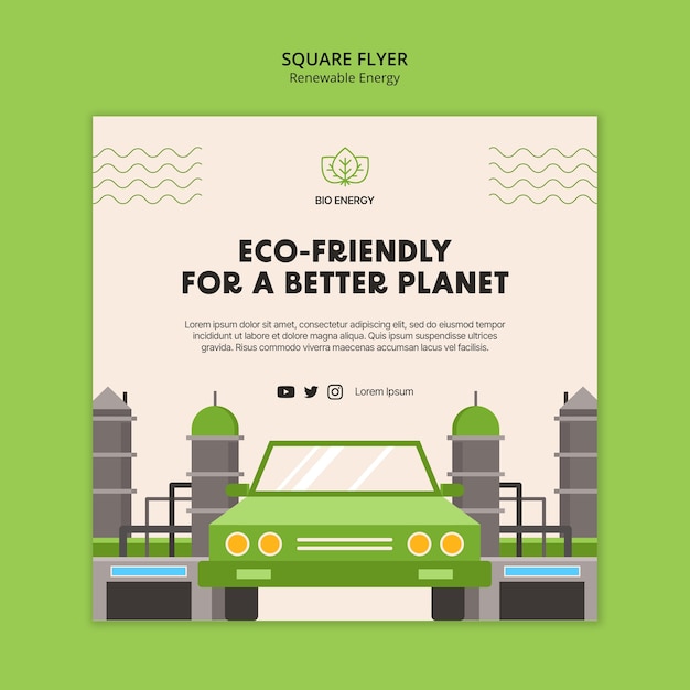 Free PSD renewable energy square flyer template