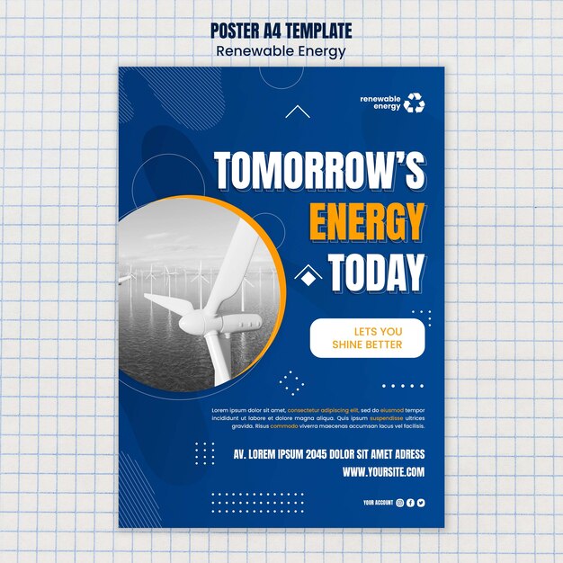 Renewable energy vertical poster template with abstract design