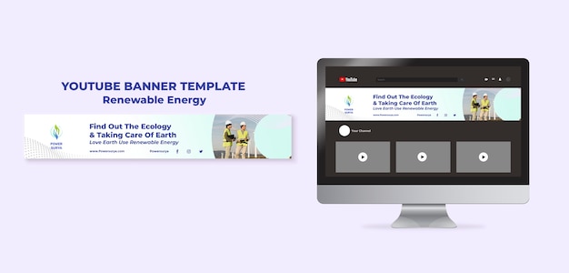 Renewable energy youtube channel art design template