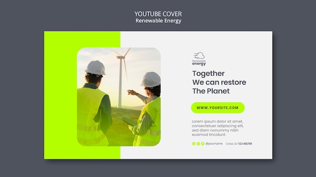 Free PSD renewable energy youtube cover template