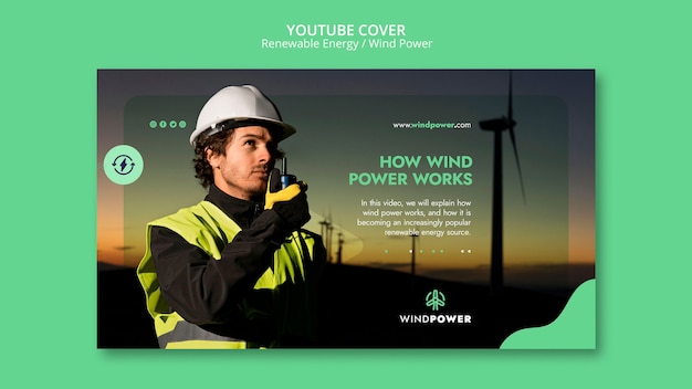 Free PSD renewable energy youtube thumbnail template design