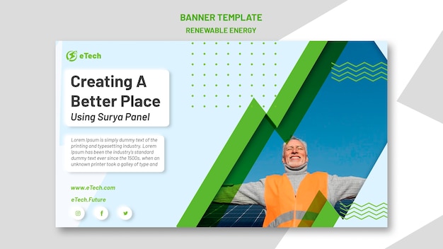 Free PSD renewable and sustainable energy horizontal banner template