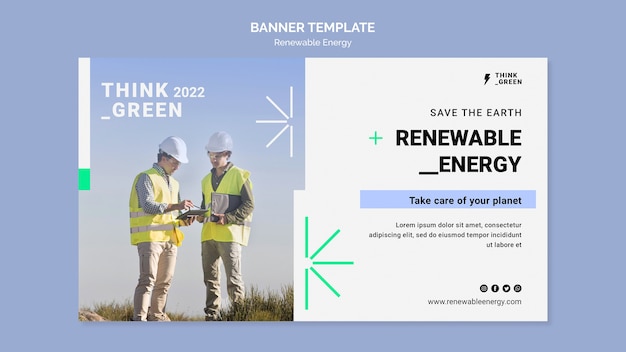 Free PSD renewable and sustainable energy horizontal banner template