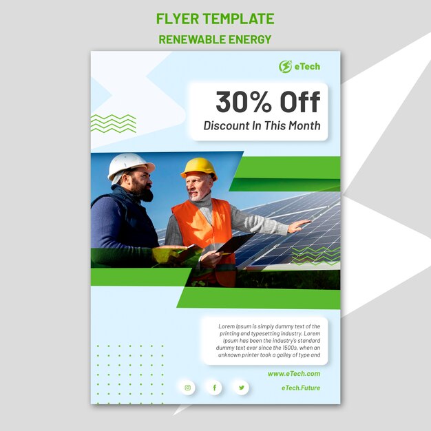 Renewable and sustainable energy vertical flyer template