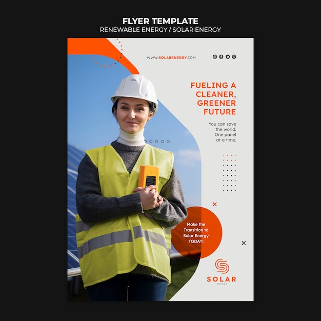 Free PSD renewable and sustainable energy vertical flyer template