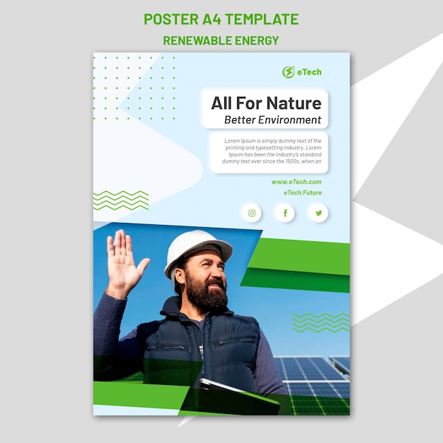 Renewable and sustainable energy vertical poster template