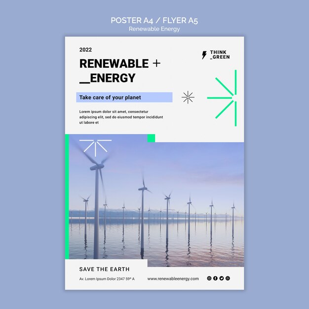 Renewable and sustainable energy vertical poster template