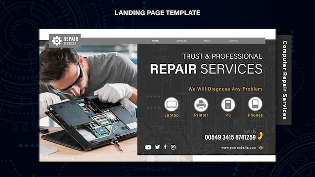 Repair services landing page template