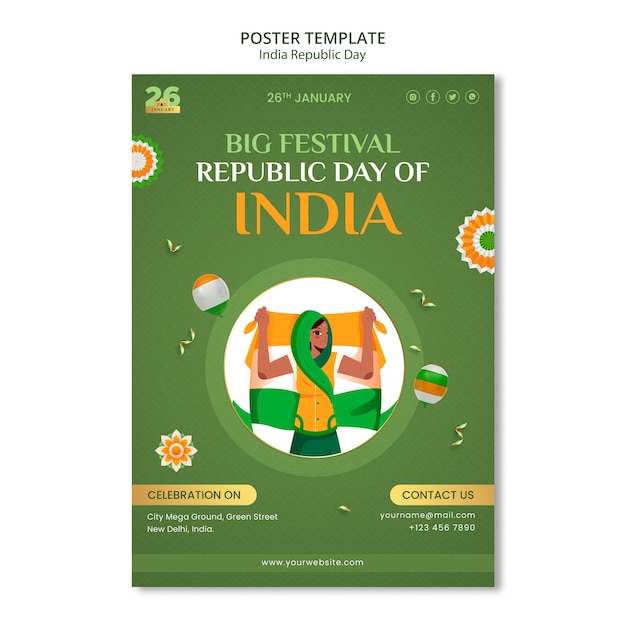 Republic day celebration poster template