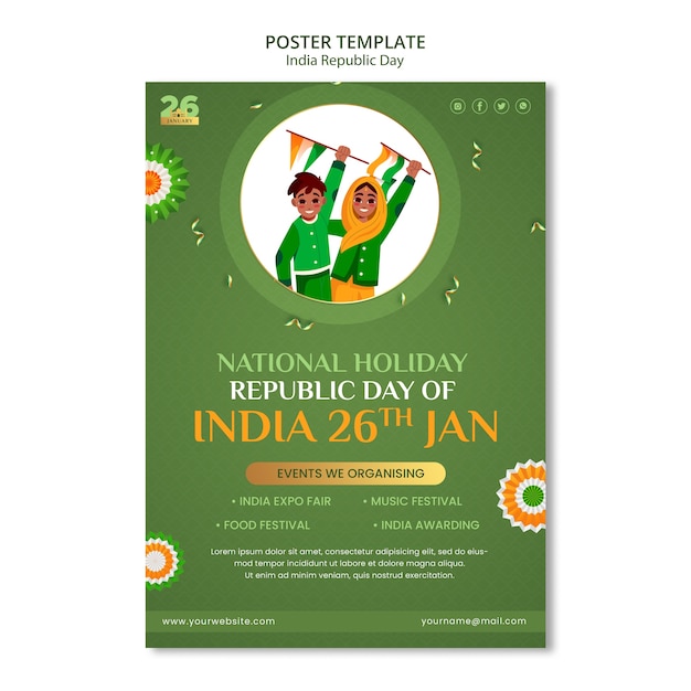 Free PSD republic day celebration poster template