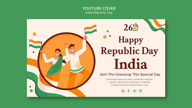 Free PSD republic day  celebration  youtube cover