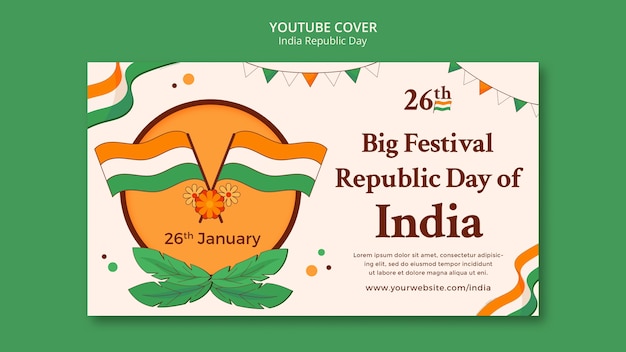 Free PSD republic day  celebration  youtube cover