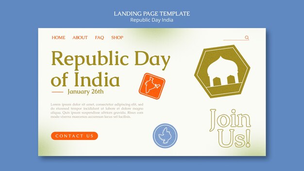 Free PSD republic day india landing page template