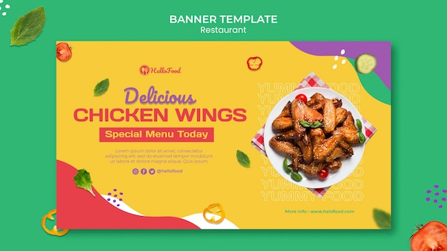 Free PSD restaurant banner template with photo