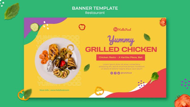 Restaurant banner template with photo