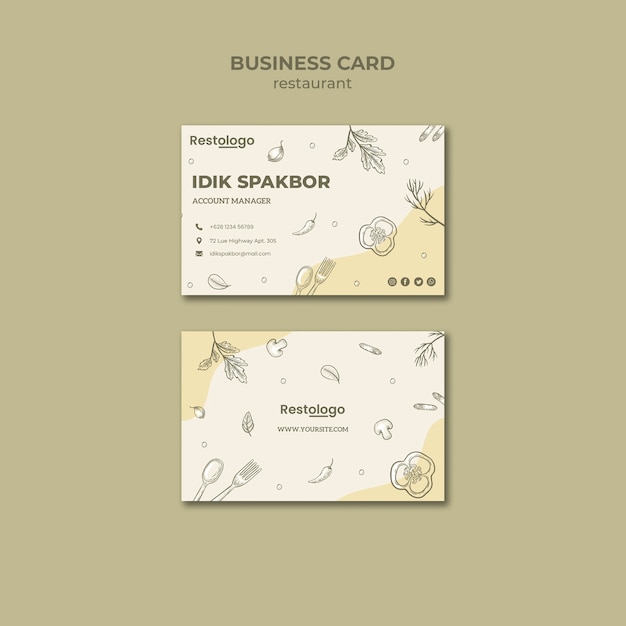 Restaurant business card template