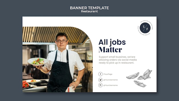 Free PSD restaurant business horizontal banner template