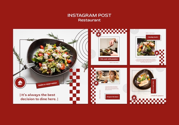 Restaurant instagram posts collection with food