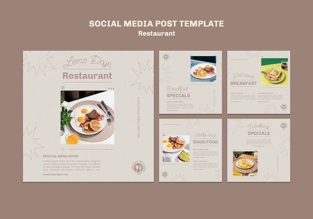 Free PSD restaurant instagram social media template design