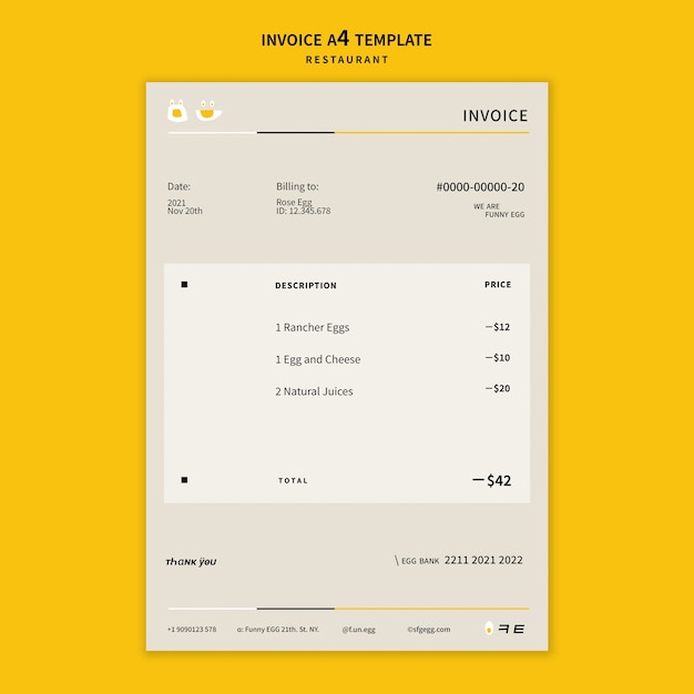 Restaurant invoice template