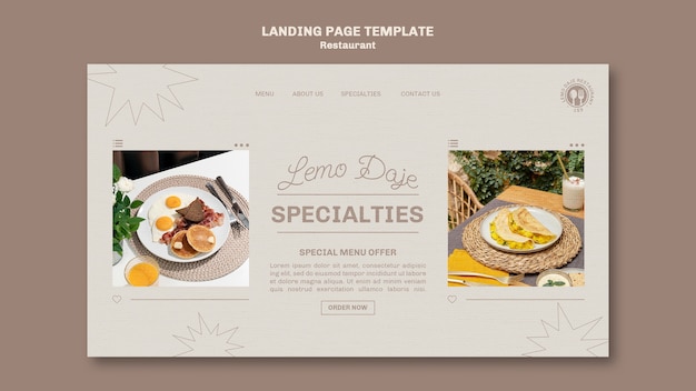 Restaurant landing page template design