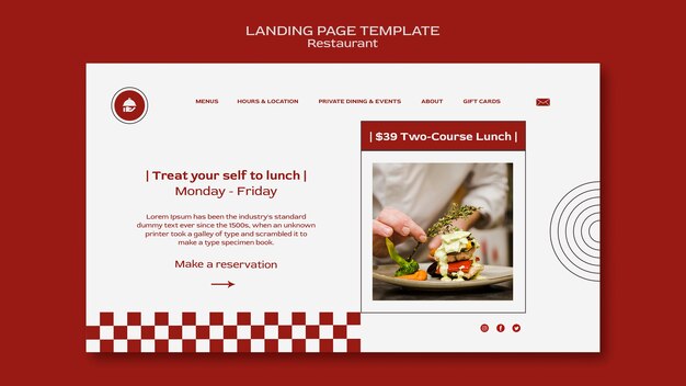 Free PSD restaurant landing page template with food