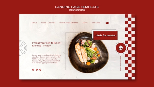 Restaurant landing page template with food