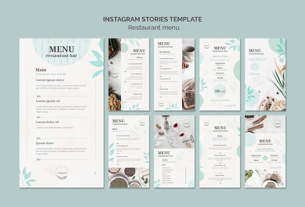 Free PSD restaurant menu instagram stories templates