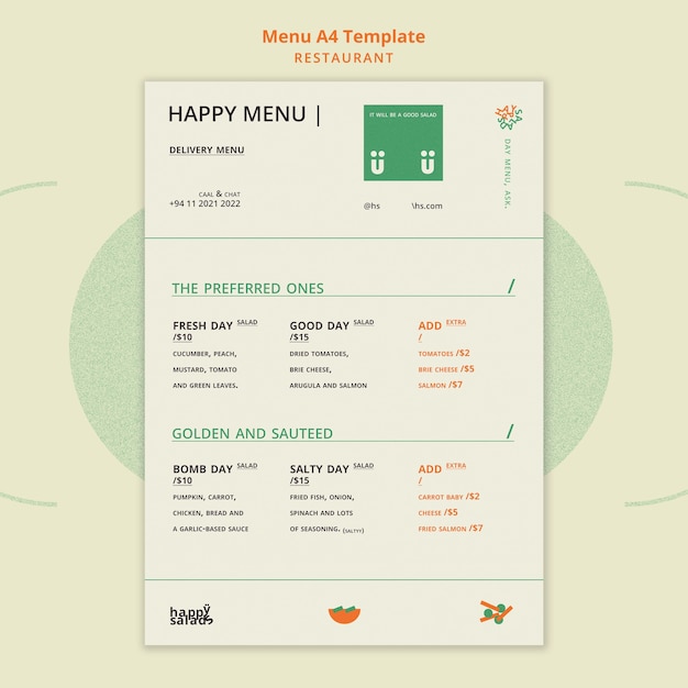 Free PSD restaurant menu template