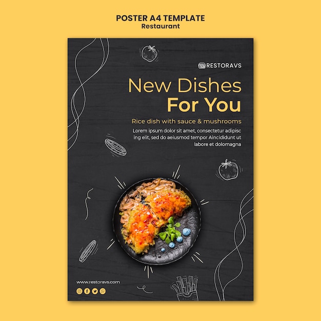 Free PSD restaurant opening poster template