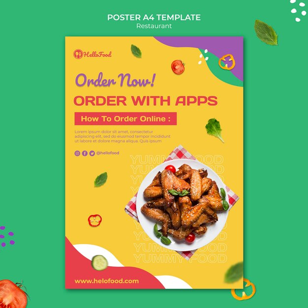 Restaurant print template with photo