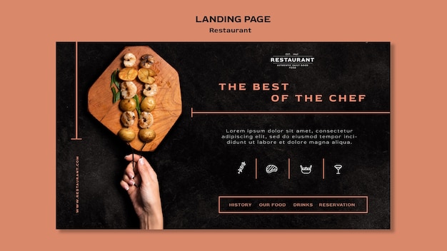 Free PSD restaurant promo landing page template